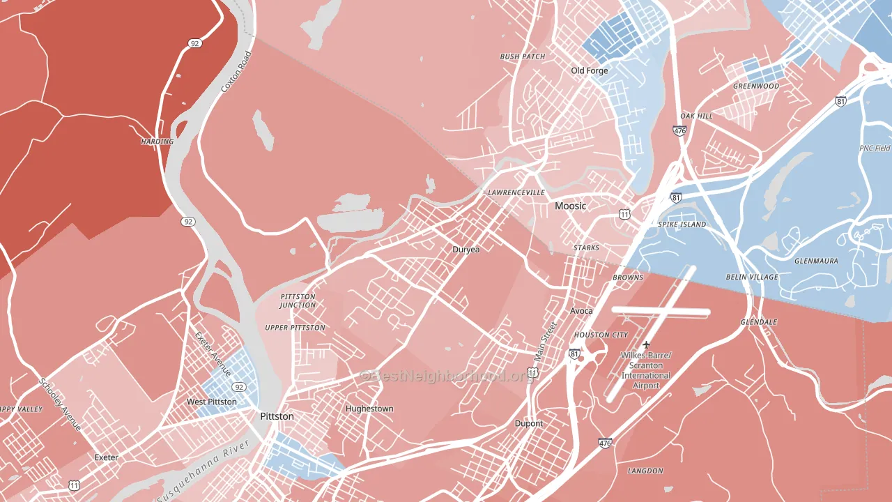 Duryea, PA block-group political-lean map