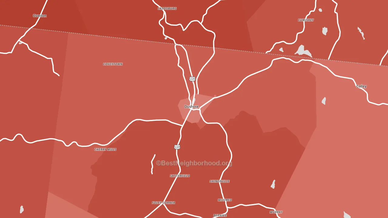 Dushore, PA block-group political-lean map