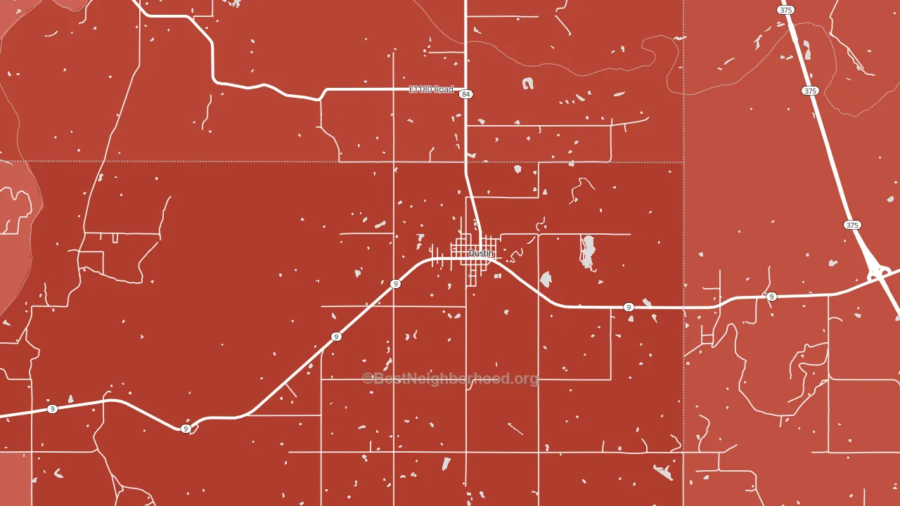 Dustin, OK block-group political-lean map