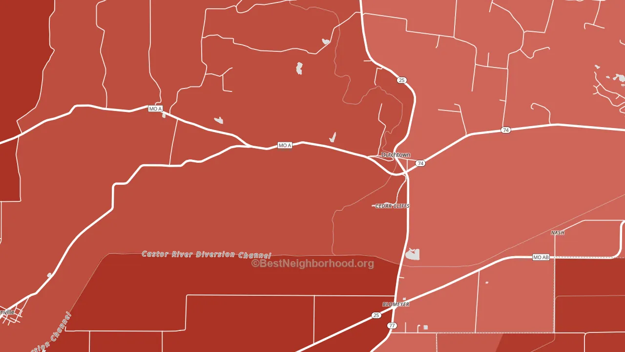 Dutchtown, MO block-group political-lean map