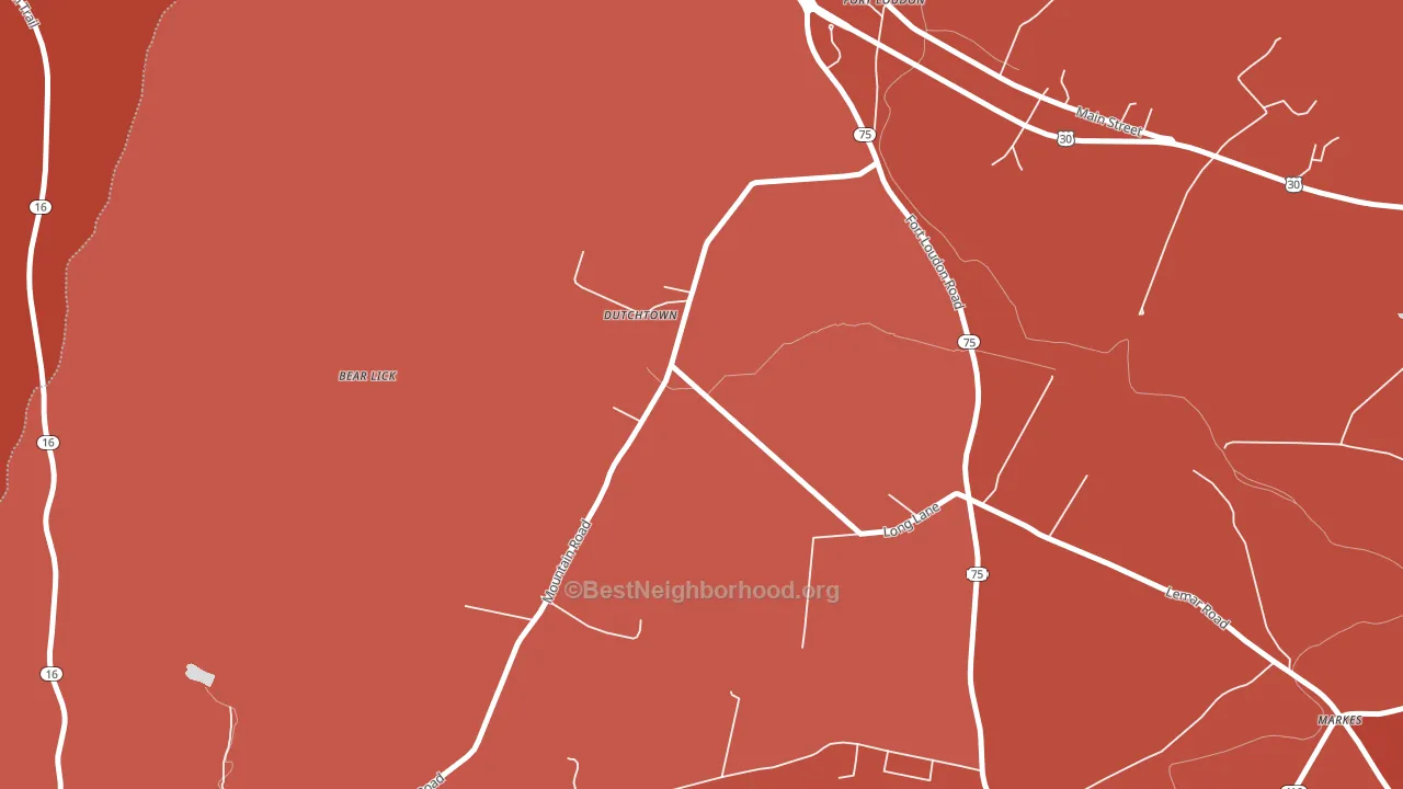 Dutchtown, PA block-group political-lean map