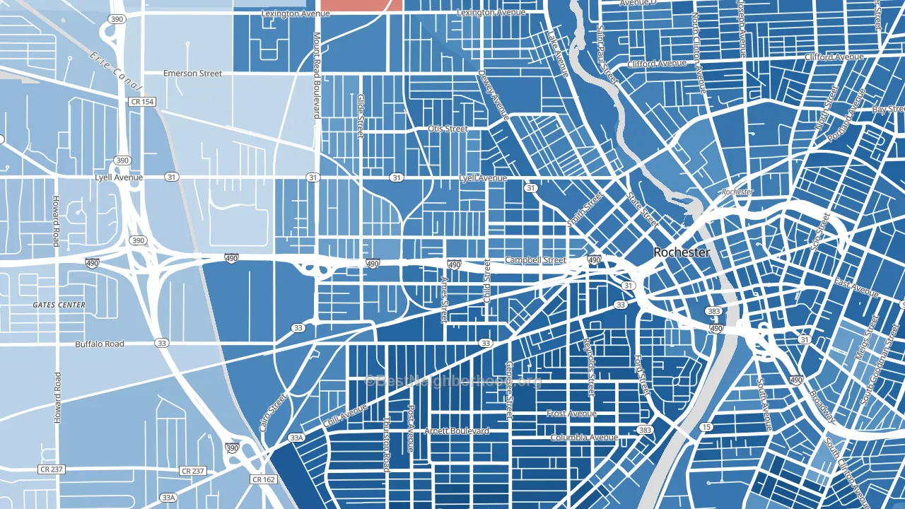 Dutchtown, Rochester, NY block-group political-lean map