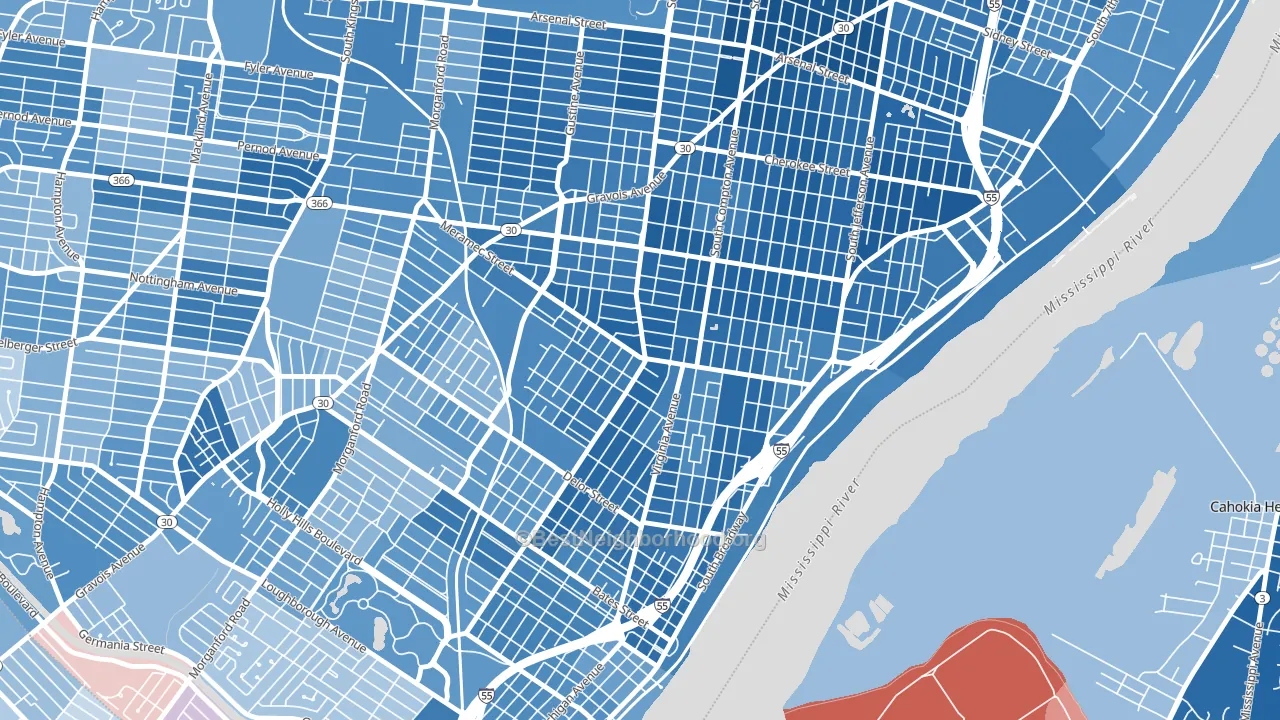 Dutchtown, St. Louis, MO block-group political-lean map