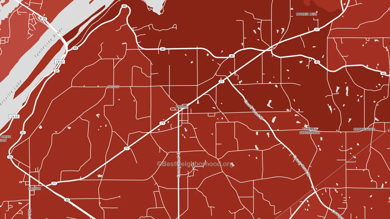 Dutton, AL block-group political-lean map