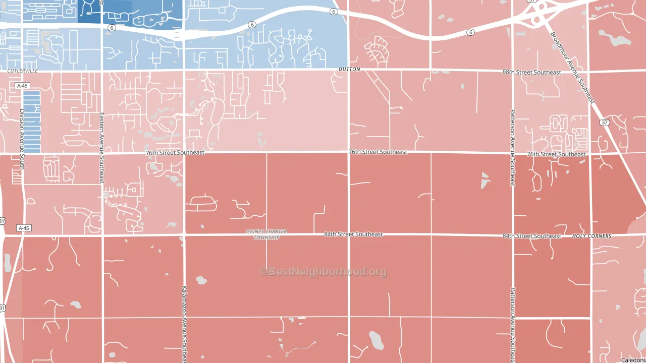 Dutton, MI block-group political-lean map