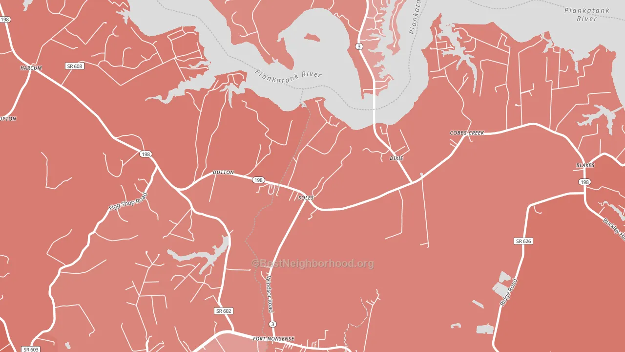 Dutton, VA block-group political-lean map