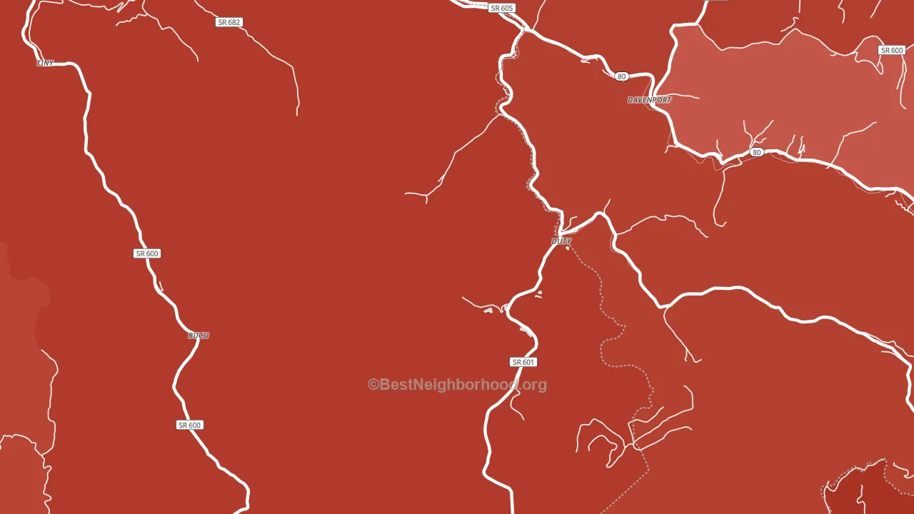 Duty, VA block-group political-lean map