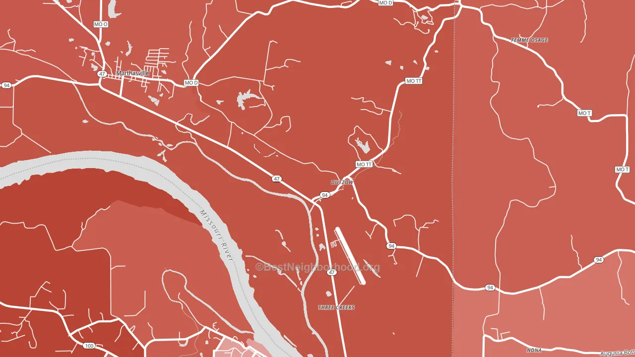 Dutzow, MO block-group political-lean map