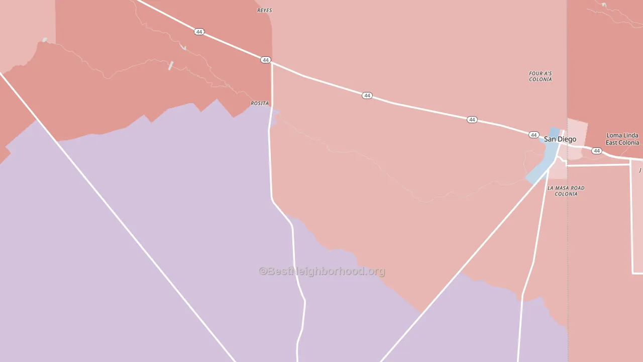 Duval County, TX block-group political-lean map