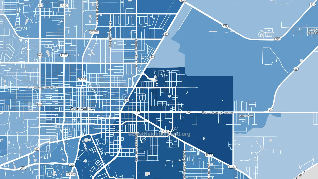 Duval-Eagle Eyes Crime Watch, Gainesville, FL block-group political-lean map