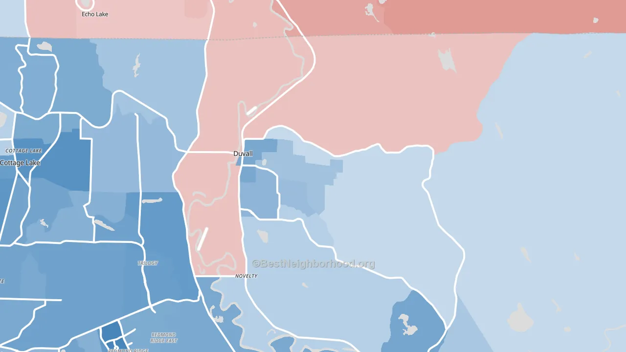 Duvall, WA block-group political-lean map