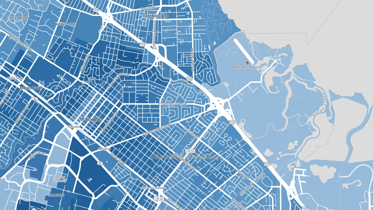 Duveneck-Saint Francis, Palo Alto, CA block-group political-lean map