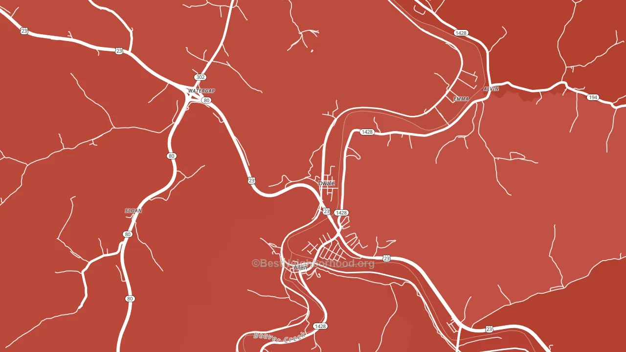 Dwale, KY block-group political-lean map