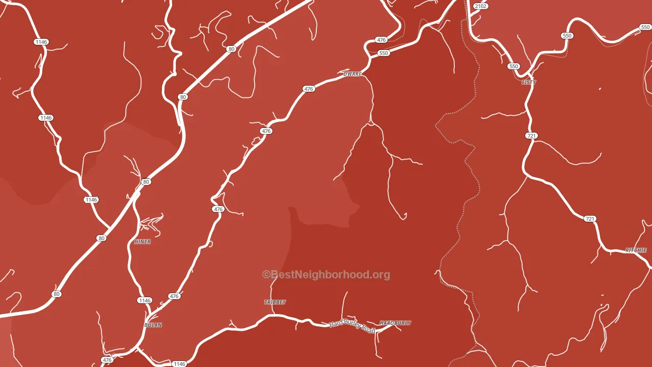 Dwarf, KY block-group political-lean map