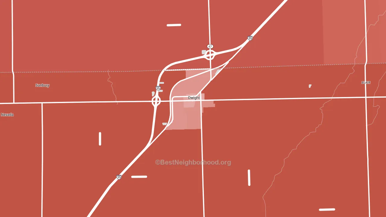 Dwight, IL block-group political-lean map