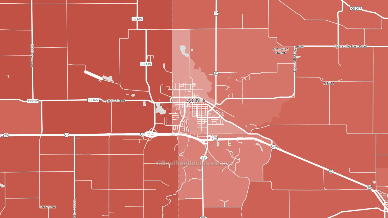 Dyersville, IA block-group political-lean map