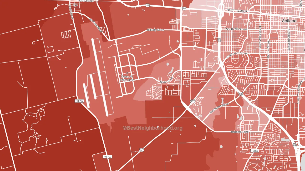 Dyess Afb, TX block-group political-lean map