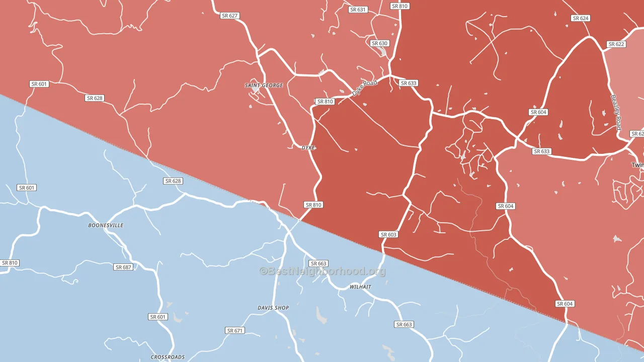 Dyke, VA block-group political-lean map