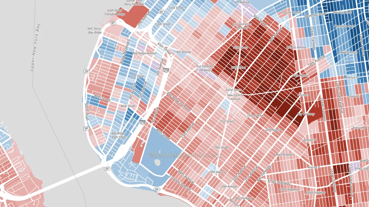 Dyker Heights, Brooklyn, NY block-group political-lean map