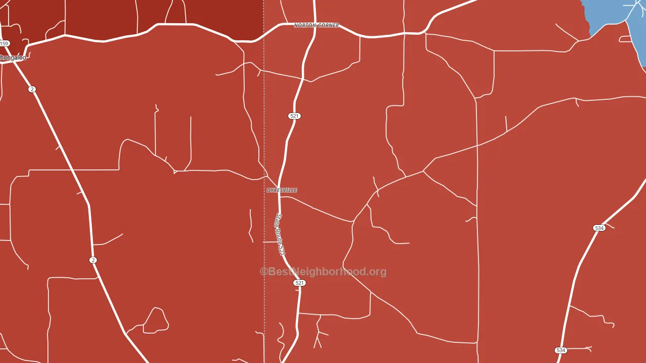 Dykesville, LA block-group political-lean map