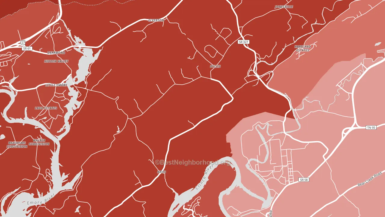 Dyllis, TN block-group political-lean map