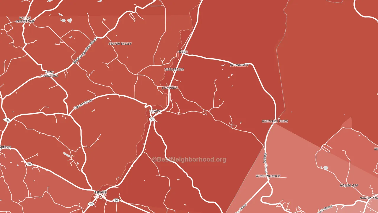 Dysart, PA block-group political-lean map