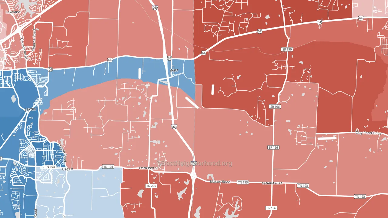 Eads, TN block-group political-lean map