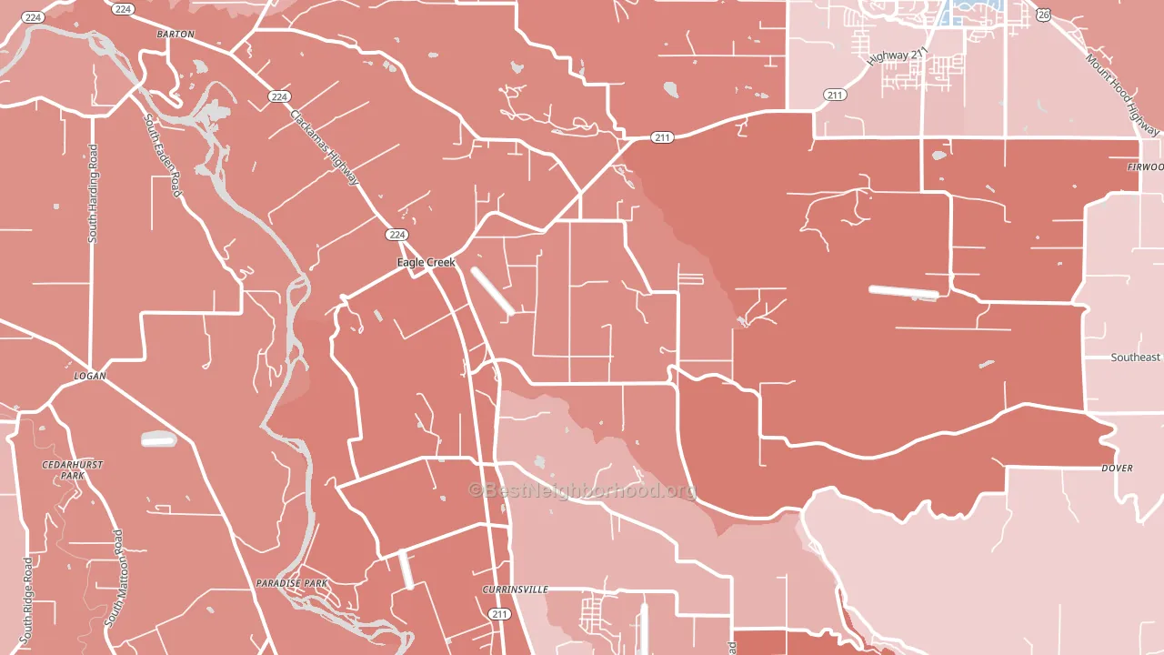 Eagle Creek, OR block-group political-lean map
