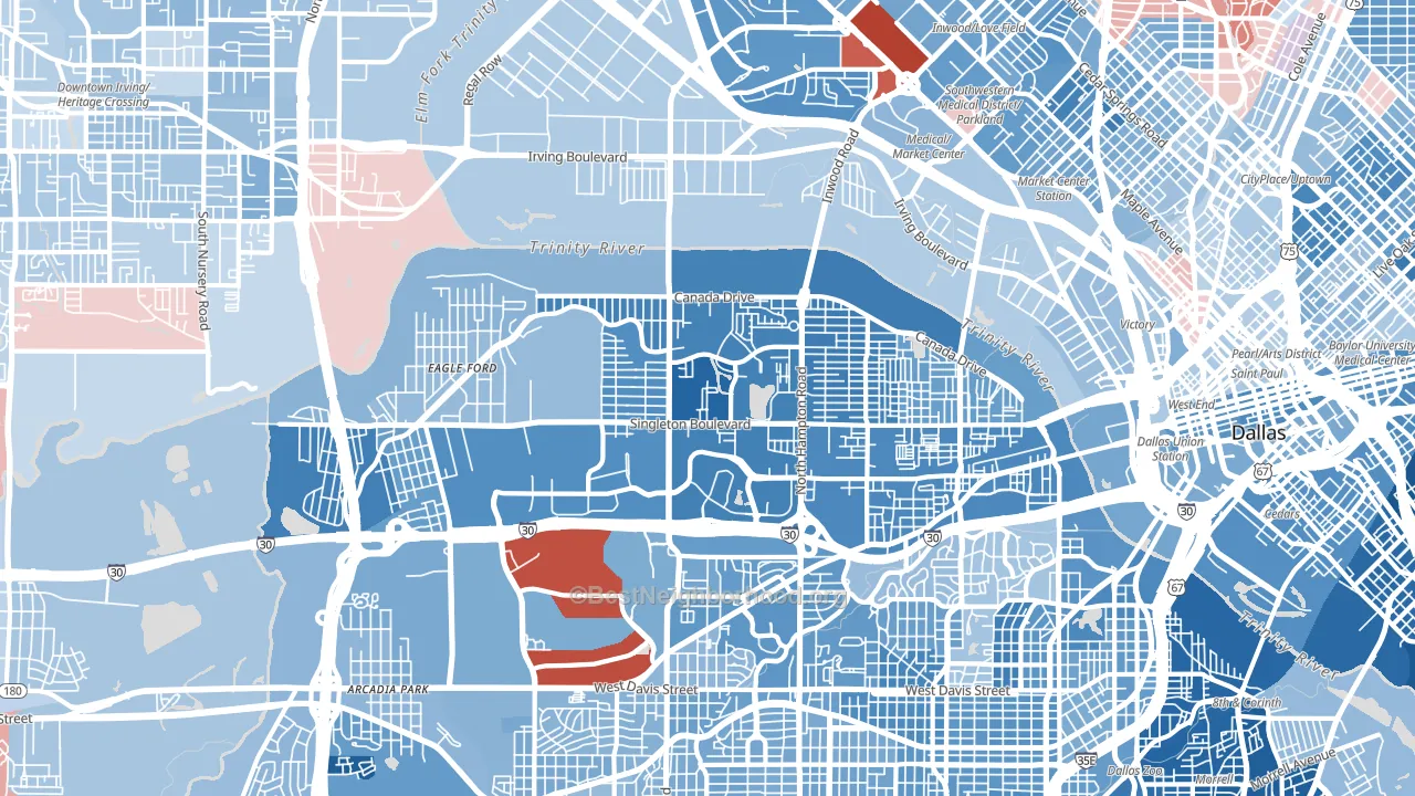Eagle Ford, Dallas, TX block-group political-lean map