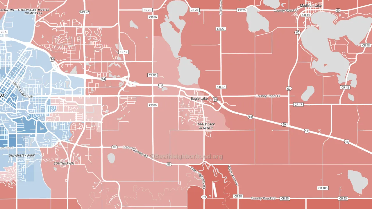 Eagle Lake, MN block-group political-lean map