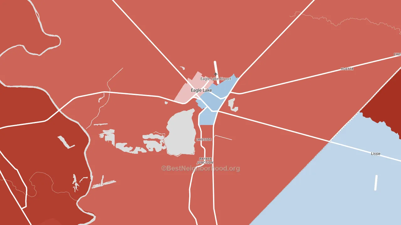 Eagle Lake, TX block-group political-lean map