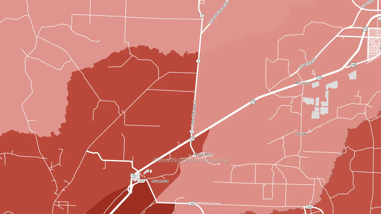 Eagle Mills, AR block-group political-lean map