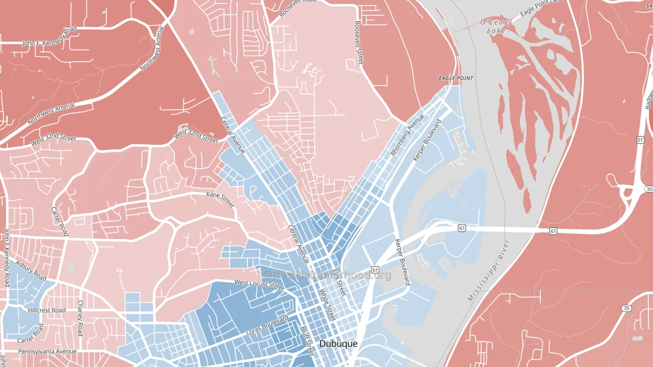Eagle Point District, Dubuque, IA block-group political-lean map