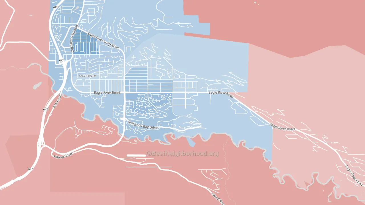 Eagle River Valley, Eagle River, AK block-group political-lean map