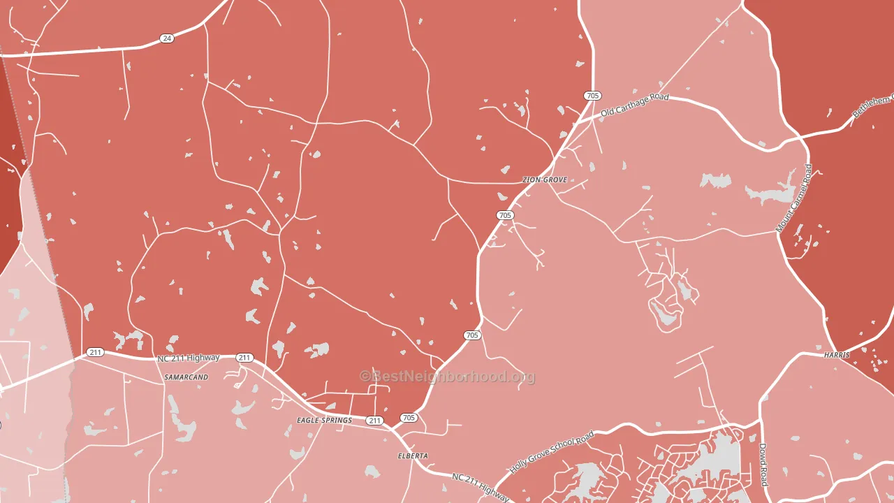 Eagle Springs, NC block-group political-lean map