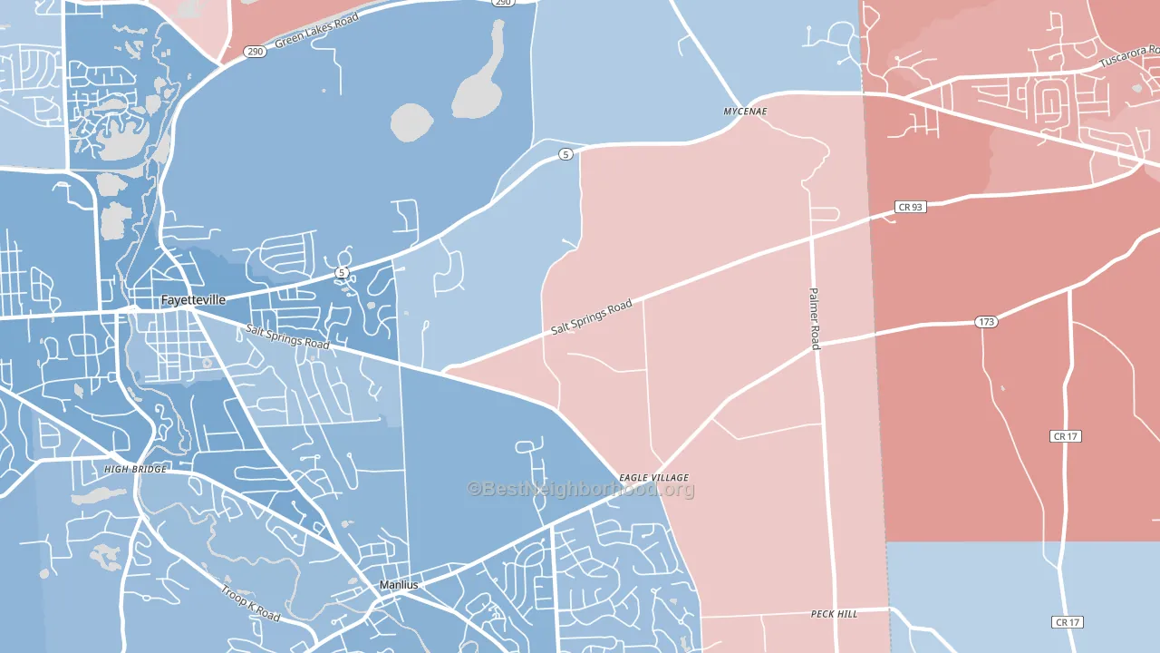 Eagle Village, NY block-group political-lean map