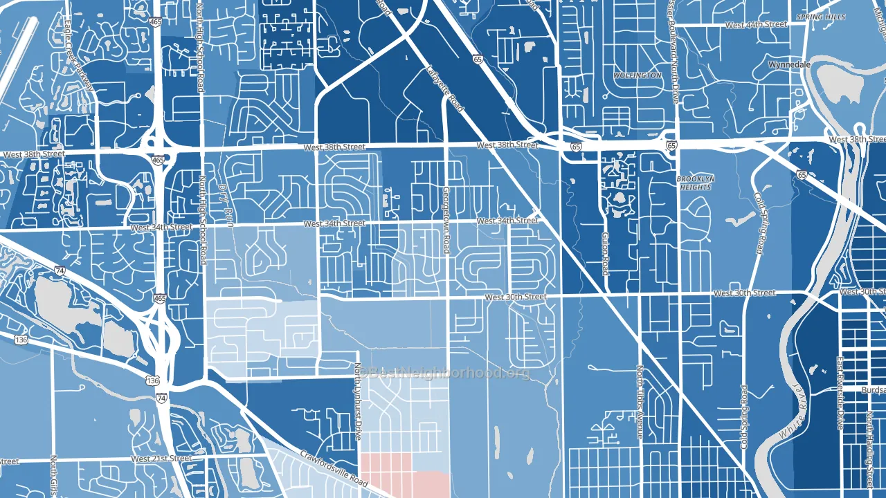 Eagledale, Indianapolis, IN block-group political-lean map