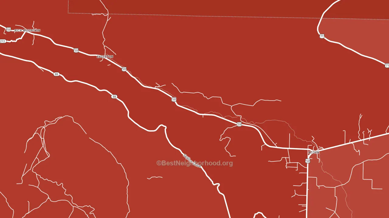 Eagleton, AR block-group political-lean map