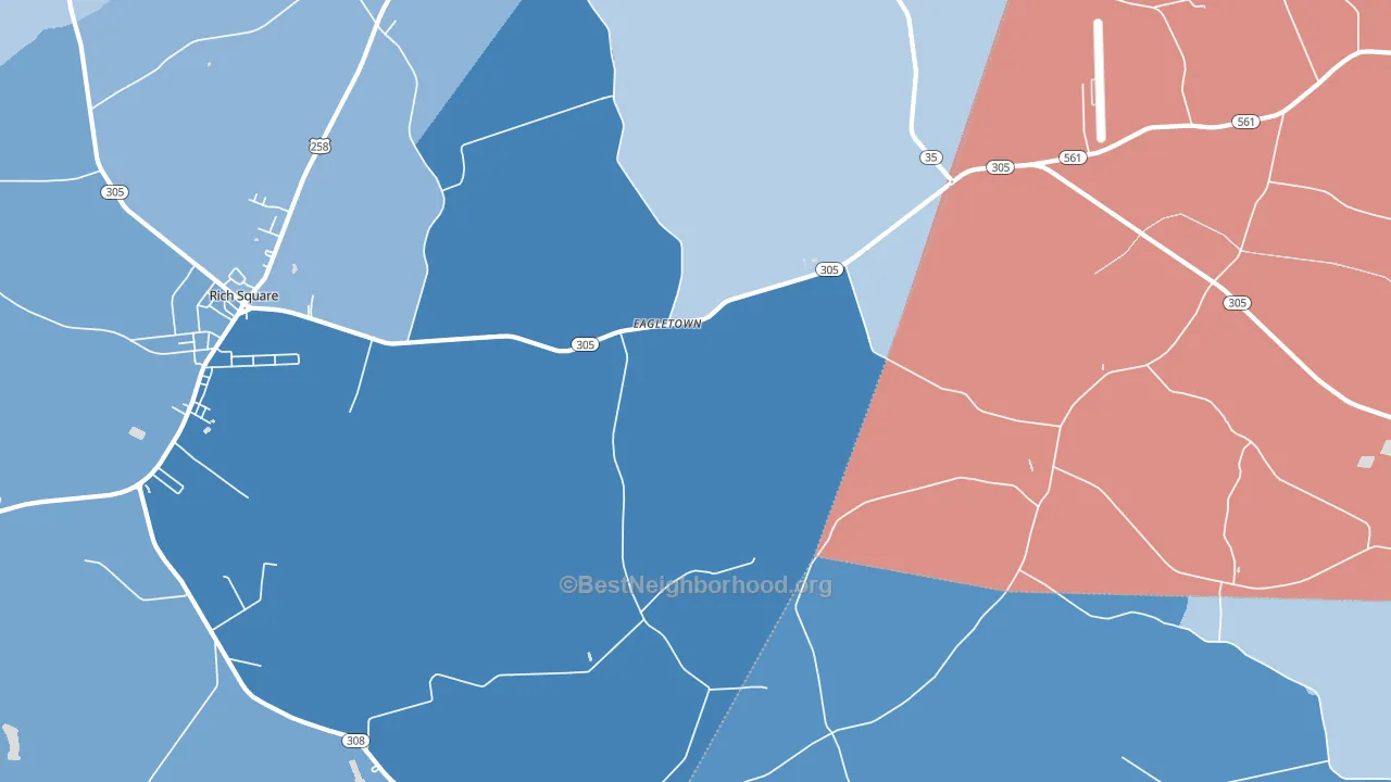 Eagletown, NC block-group political-lean map