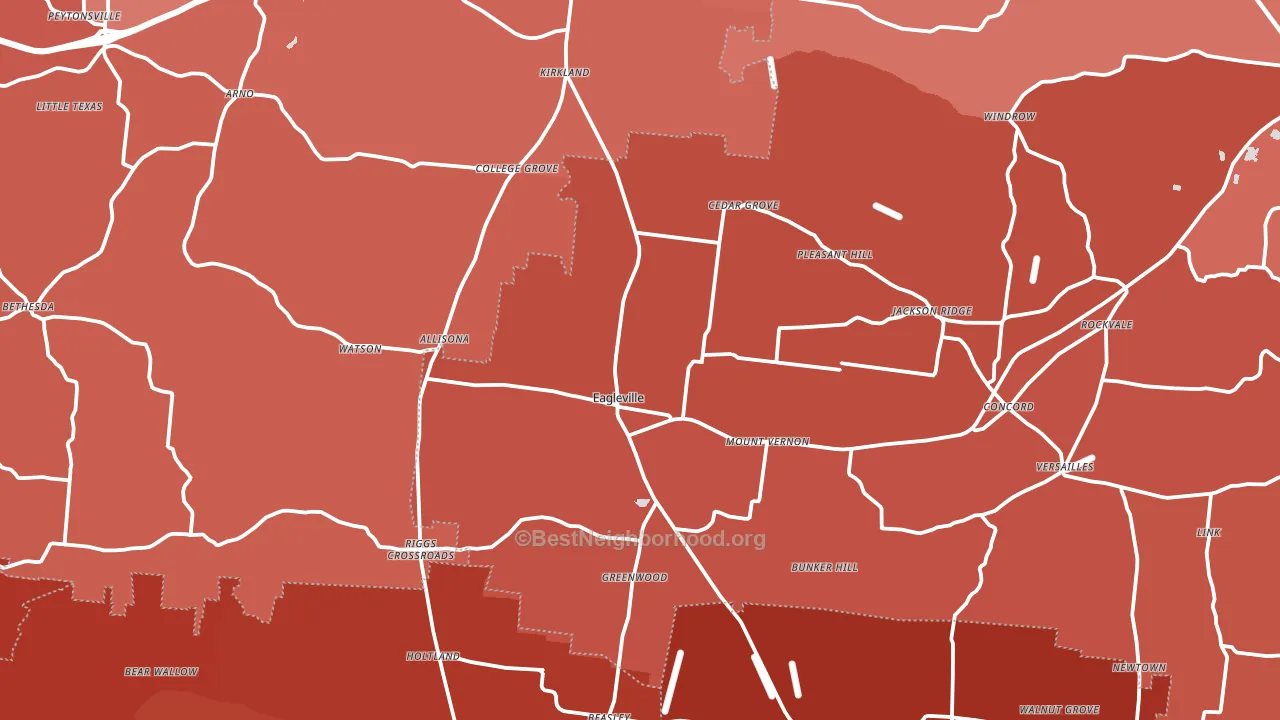 Eagleville, TN block-group political-lean map