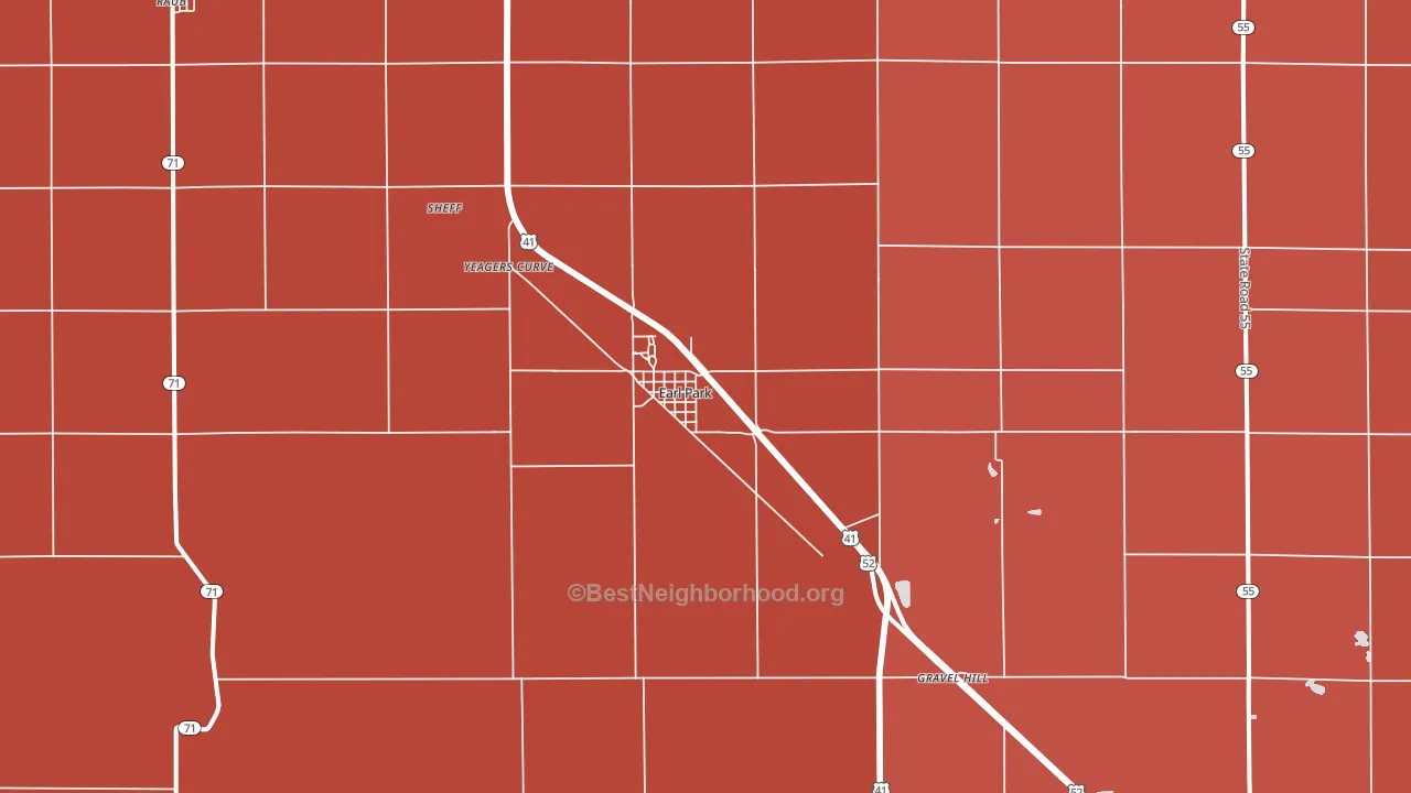 Earl Park, IN block-group political-lean map