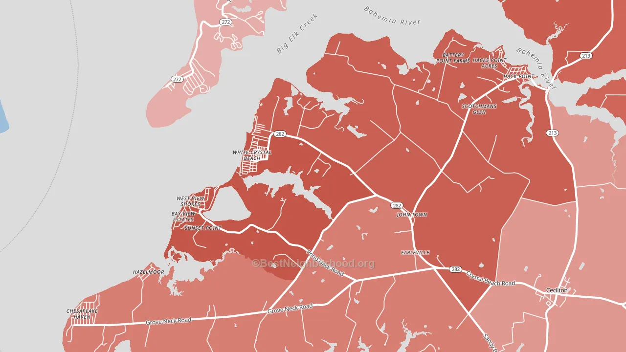 Earleville, MD block-group political-lean map