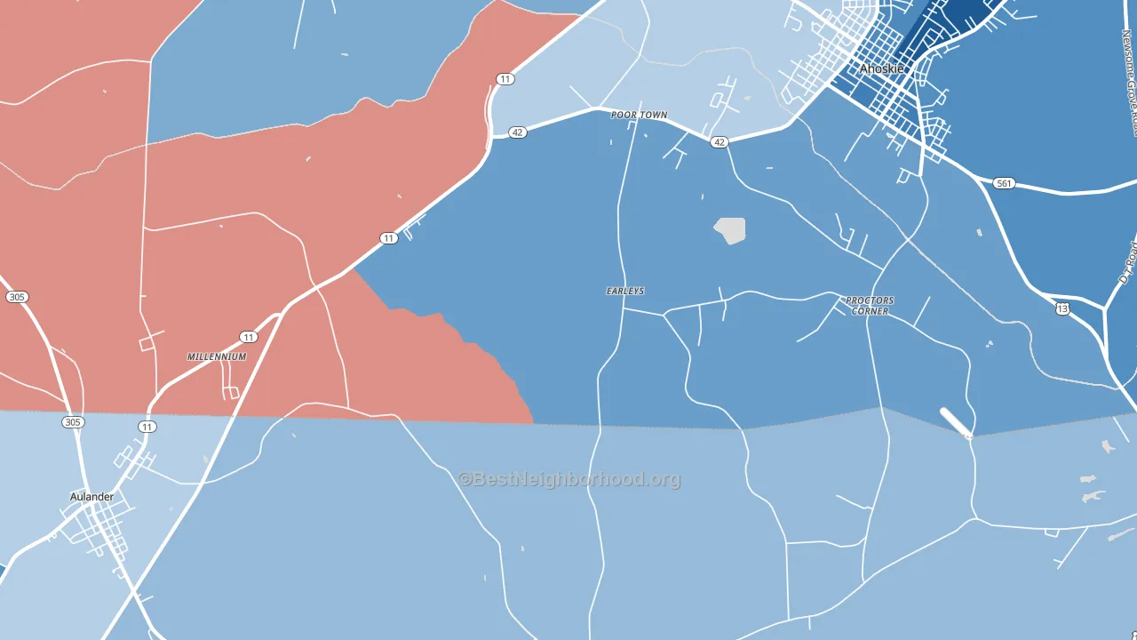 Earley, NC block-group political-lean map