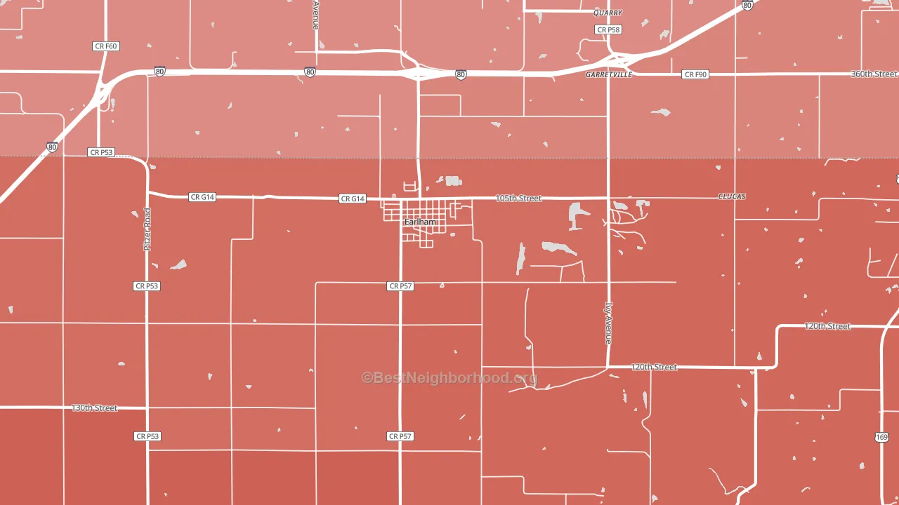 Earlham, IA block-group political-lean map