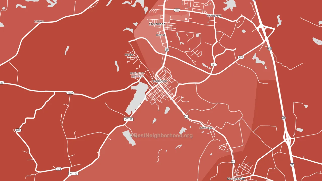 Earlington, KY block-group political-lean map