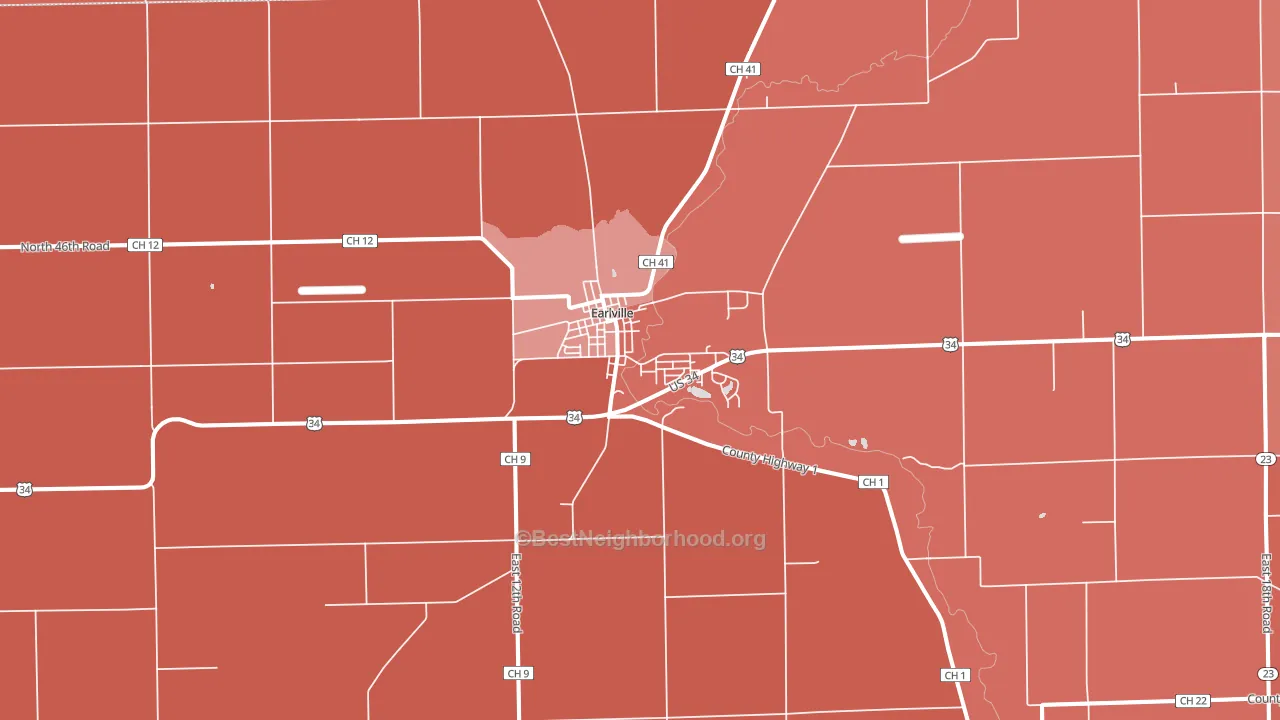 Earlville, IL block-group political-lean map