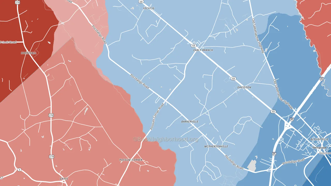 Early Branch, SC block-group political-lean map