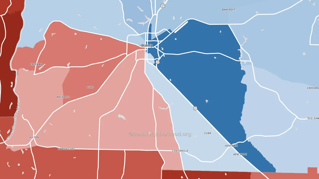 Early County, GA block-group political-lean map