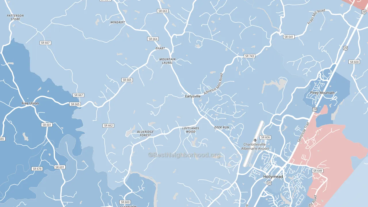 Earlysville, VA block-group political-lean map