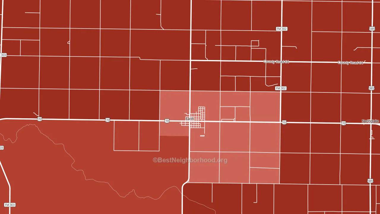 Earth, TX block-group political-lean map